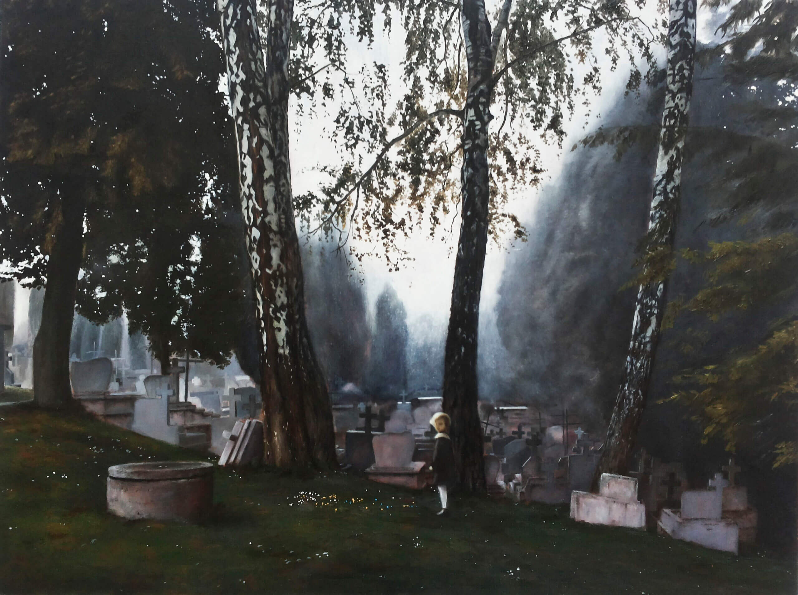 Girl at the grave, oli on panel, 41,5x55cm 2015