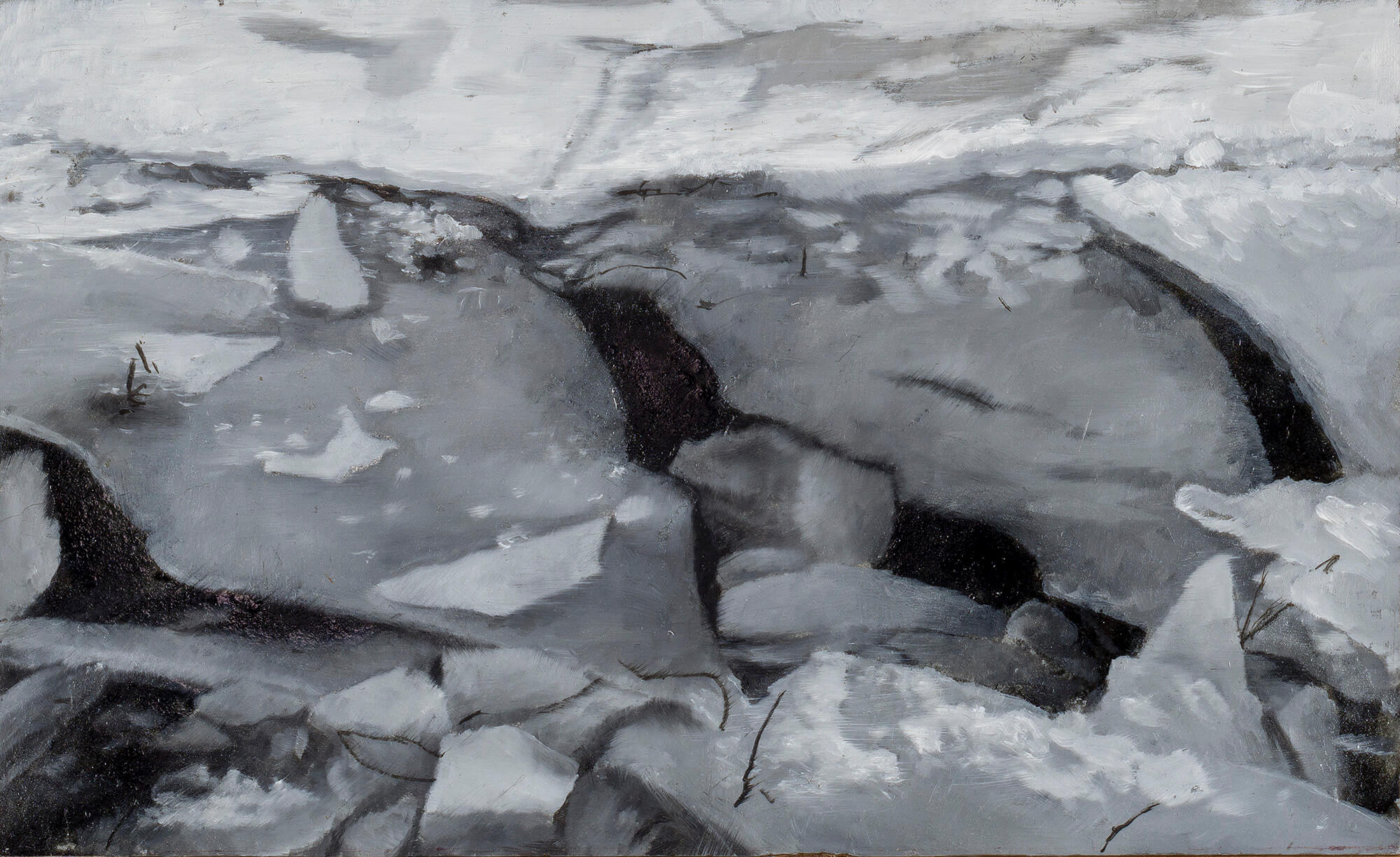 Ice, oil on galvanized sheet, 16x24cm 2020
